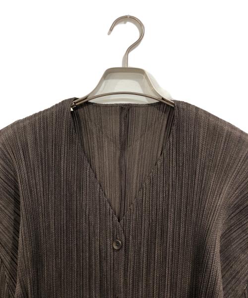 PLEATS PLEASE（プリーツプリーズ）PLEATS PLEASE (プリーツプリーズ) プリーツカーディガン ブラウン サイズ:SIZE 3の古着・服飾アイテム