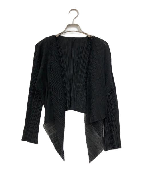 PLEATS PLEASE（プリーツプリーズ）PLEATS PLEASE (プリーツプリーズ) レースドッキングプリーツカーディガン ブラック サイズ:SIZE 3の古着・服飾アイテム