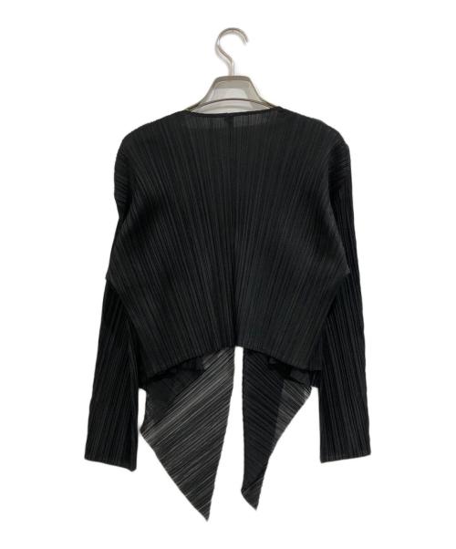 PLEATS PLEASE（プリーツプリーズ）PLEATS PLEASE (プリーツプリーズ) レースドッキングプリーツカーディガン ブラック サイズ:SIZE 3の古着・服飾アイテム