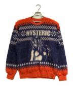 Hysteric Glamourヒステリックグラマー）の古着「HYS TIMES ジャカードニット トレーナー」｜オレンジ×パープル