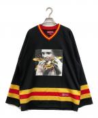 SUPREME×ANTIHEROシュプリーム×アンタイヒーロー）の古着「Ozzy Hockey Jersey メッシュカットソー」｜ブラック×レッド×イエロー