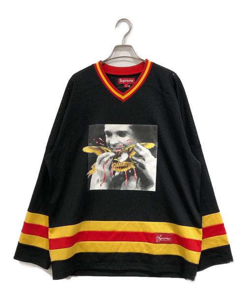 SUPREME（シュプリーム）SUPREME (シュプリーム) ANTIHERO (アンタイヒーロー) Ozzy Hockey Jersey メッシュカットソー ブラック×レッド×イエロー サイズ:SIZE Mの古着・服飾アイテム