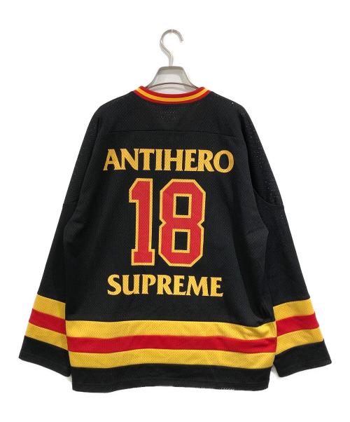 SUPREME（シュプリーム）SUPREME (シュプリーム) ANTIHERO (アンタイヒーロー) Ozzy Hockey Jersey メッシュカットソー ブラック×レッド×イエロー サイズ:SIZE Mの古着・服飾アイテム