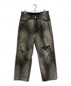 ANCELLMアンセルム）の古着「CRASH MIDDLE STRAIGHT 5P DENIM PANTS」｜グレー