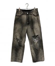 ANCELLM（アンセルム）の古着「CRASH MIDDLE STRAIGHT 5P DENIM PANTS」｜グレー
