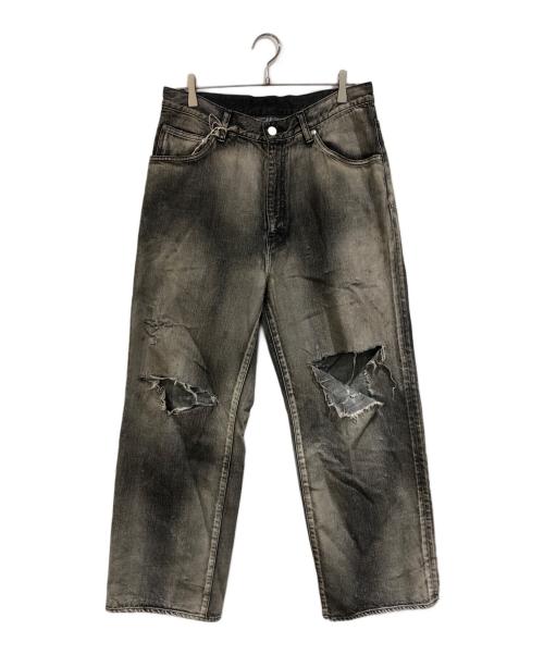 ANCELLM（アンセルム）ANCELLM (アンセルム) CRASH MIDDLE STRAIGHT 5P DENIM PANTS グレー サイズ:SIZE 2の古着・服飾アイテム