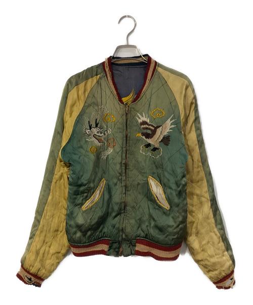VINTAGE（ヴィンテージ）VINTAGE (ヴィンテージ) スーベニアジャケット グリーン×ブルー サイズ:裄丈75cm、身幅47cm、着丈55cmの古着・服飾アイテム