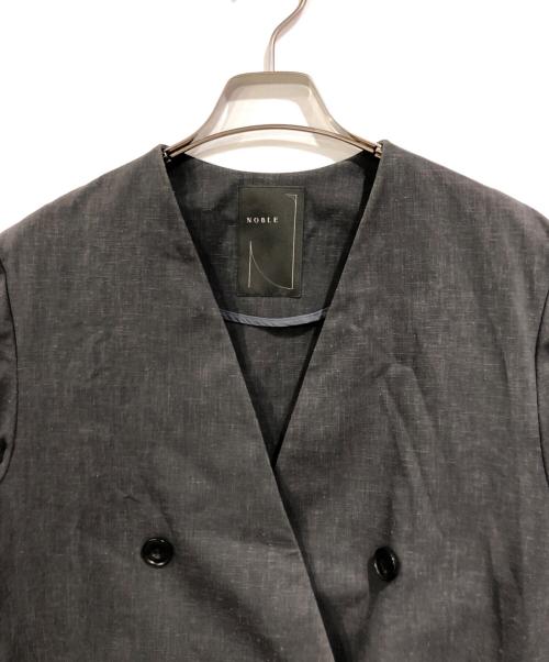 Noble（ノーブル）Noble (ノーブル) 麻ストレッチVカラージャケット グレー サイズ:SIZE 40の古着・服飾アイテム