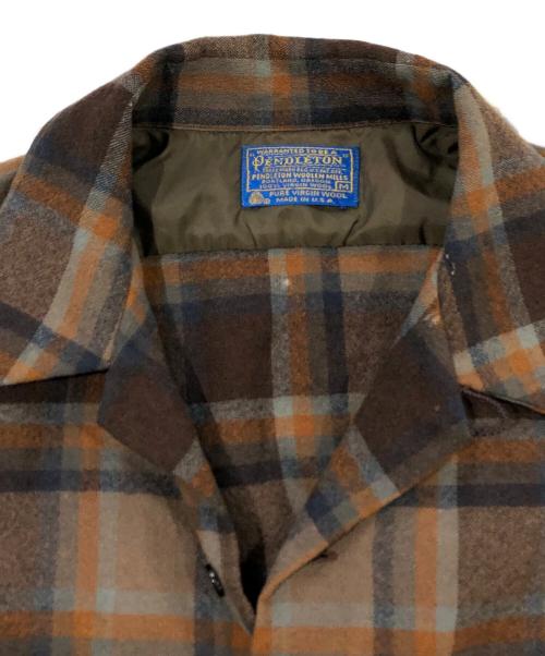 PENDLETON（ペンドルトン）PENDLETON (ペンドルトン) 70sウールチェックシャツ / ボードシャツ ブラウン サイズ:SIZE Mの古着・服飾アイテム