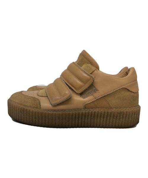 MM6 Maison Margiela（エムエムシックスメゾンマルジェラ）MM6 Maison Margiela (エムエムシックスメゾンマルジェラ) velcro strap leather sneaker キャメル サイズ:SIZE 38の古着・服飾アイテム