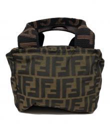 FENDI（フェンディ）の古着「ミニ ズッカ キャンバス ハンドバッグ」｜ベージュ×ブラック