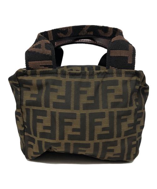 FENDI（フェンディ）FENDI (フェンディ) ミニ ズッカ キャンバス ハンドバッグ ベージュ×ブラックの古着・服飾アイテム