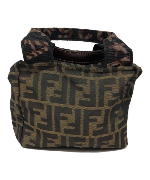 FENDI（フェンディ）FENDI (フェンディ) ミニ ズッカ キャンバス ハンドバッグ ベージュ×ブラックの古着・服飾アイテム