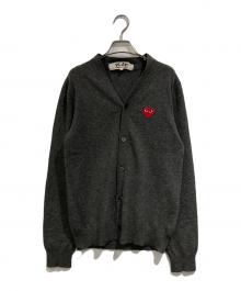 PLAY COMME des GARCONS（プレイコムデギャルソン）の古着「ハートワッペンウールニットカーディガン」｜グレー