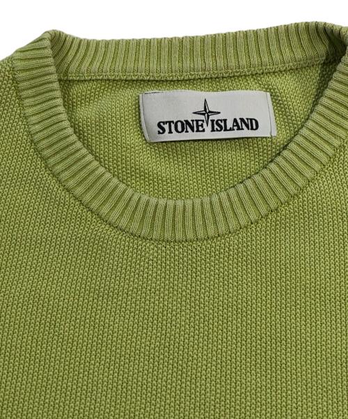 STONE ISLAND（ストーンアイランド）STONE ISLAND (ストーンアイランド) ワッペン 鹿の子 ニット セーター 黄緑 サイズ:SIZE Sの古着・服飾アイテム