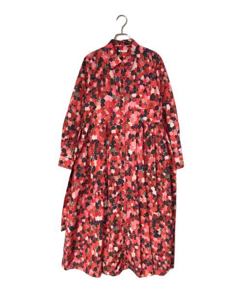 HERALBONY（ヘラルボニー）HERALBONY (ヘラルボニー) フレアスカートワンピース「シアワセピンク」 レッド サイズ:SIZE Mの古着・服飾アイテム