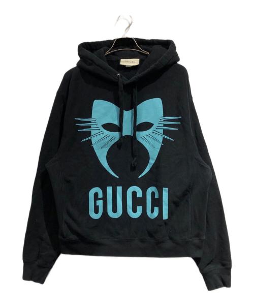 GUCCI（グッチ）GUCCI (グッチ) Manifesto Oversize Sweatshirt ブラック×ブルー サイズ:SIZE Mの古着・服飾アイテム