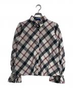 BLUE LABEL CRESTBRIDGEブルーレーベルクレストブリッジ）の古着「クレストブリッジチェックキャンディスリーブブラウス」｜ベージュ×ブラックxレッド