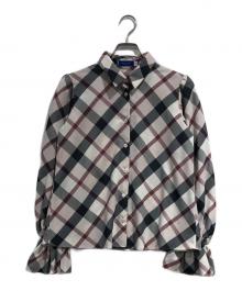 BLUE LABEL CRESTBRIDGE（ブルーレーベルクレストブリッジ）の古着「クレストブリッジチェックキャンディスリーブブラウス」｜ベージュ×ブラックxレッド