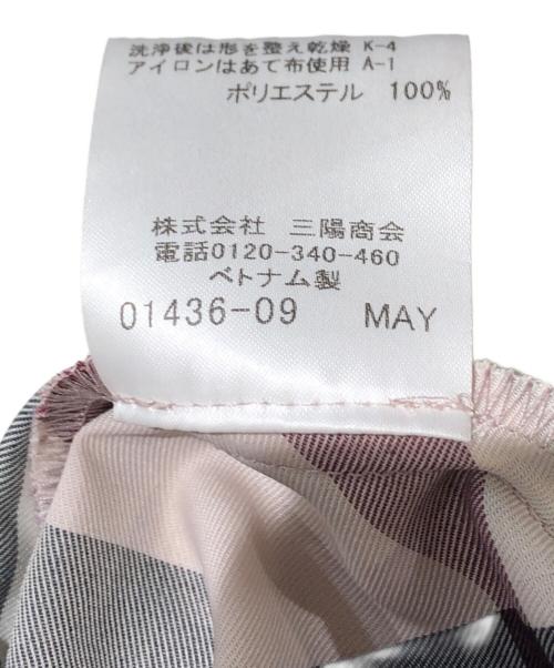 BLUE LABEL CRESTBRIDGE（ブルーレーベルクレストブリッジ）BLUE LABEL CRESTBRIDGE (ブルーレーベルクレストブリッジ) クレストブリッジチェックキャンディスリーブブラウス ベージュ×ブラックxレッド サイズ:SIZE 38の古着・服飾アイテム