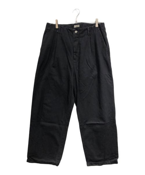 YOKE（ヨーク）YOKE (ヨーク) 1pleated Wide Tapered Trousers ブラック サイズ:SIZE 4の古着・服飾アイテム