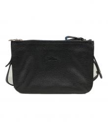 LONGCHAMP（ロンシャン）の古着「レザーショルダーバッグ」｜ブラック