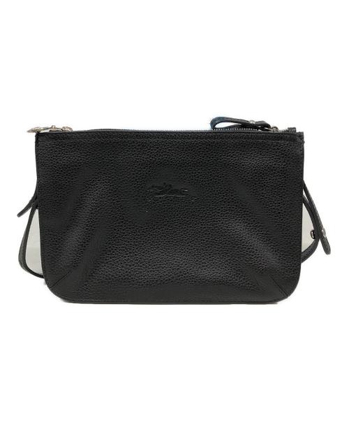 LONGCHAMP（ロンシャン）LONGCHAMP (ロンシャン) レザーショルダーバッグ ブラックの古着・服飾アイテム