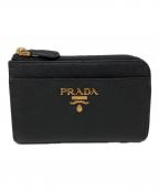 PRADAプラダ）の古着「サフィアーノレザー キーチェーン コインケース」｜ブラック×ゴールド