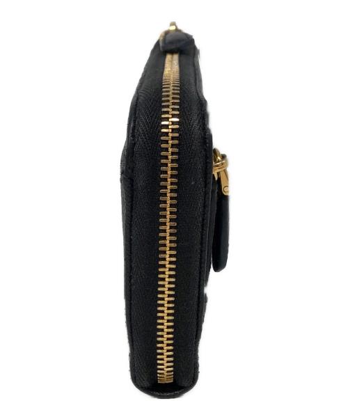PRADA（プラダ）PRADA (プラダ) サフィアーノレザー キーチェーン コインケース ブラック×ゴールドの古着・服飾アイテム