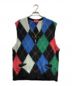 SUPREMEシュプリーム）の古着「BRUSHEED ARGYLE ZIP UP VEST」｜ブラック