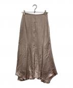 HER LIP TOハーリップトゥ）の古着「Asymmetry Hem Satin Skirt」｜ベージュ