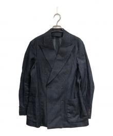 Pilgrim（ピルグリム）の古着「コットンリネンデニム ダブルブレステッド6Bジャケット」｜ネイビー