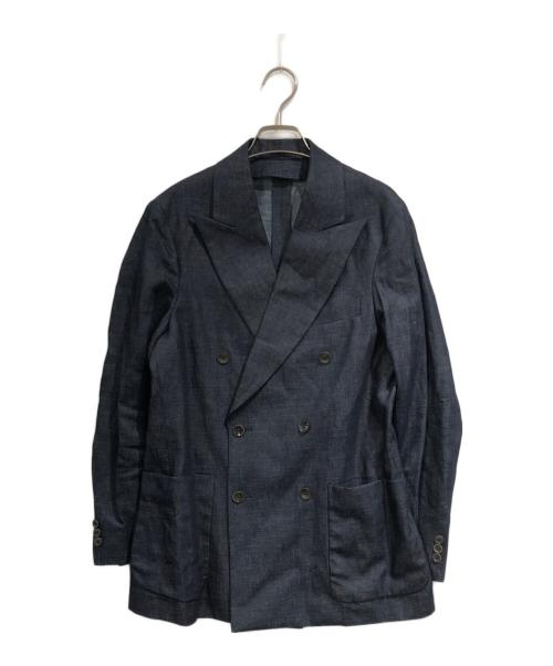 Pilgrim（ピルグリム）PILGRIM (ピルグリム) コットンリネンデニム ダブルブレステッド6Bジャケット ネイビー サイズ:SIZE 46の古着・服飾アイテム