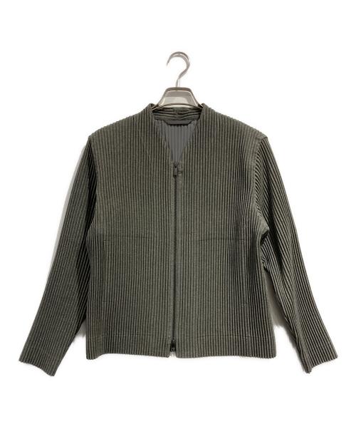 HOMME PLISSE ISSEY MIYAKE（オム プリッセ イッセイ ミヤケ）HOMME PLISSE ISSEY MIYAKE (オム プリッセ イッセイ ミヤケ) プリーツジップアップジャケット グレー サイズ:SIZE 1の古着・服飾アイテム