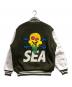 WIND AND SEA (ウィンダンシー) ICE CREAM (アイスクリーム) マルチパッチ アームレザー バーシティジャケット グリーン サイズ:SIZE M：30000円