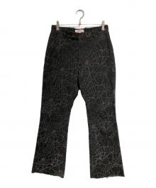 masu（エムエーエスユー）の古着「FLOCKY WEB FLARE PANTS」｜ブラック