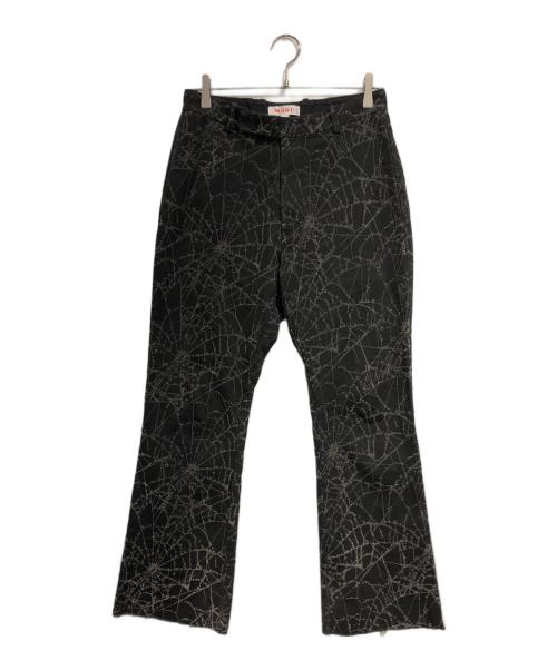 masu（エムエーエスユー）MASU (エムエーエスユー) FLOCKY WEB FLARE PANTS ブラック サイズ:SIZE 46の古着・服飾アイテム