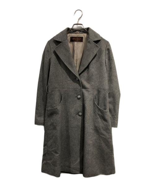 BALMAIN（バルマン）BALMAIN (バルマン) カシミヤフォックスファーロングコート グレー サイズ:SIZE 9の古着・服飾アイテム