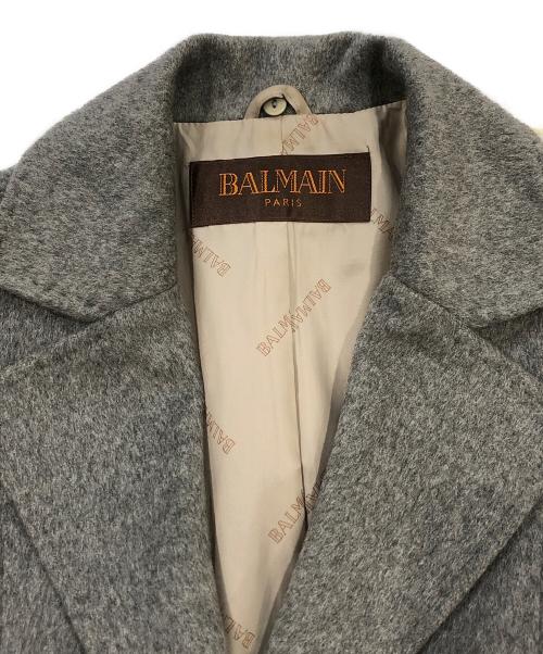 BALMAIN（バルマン）BALMAIN (バルマン) カシミヤフォックスファーロングコート グレー サイズ:SIZE 9の古着・服飾アイテム