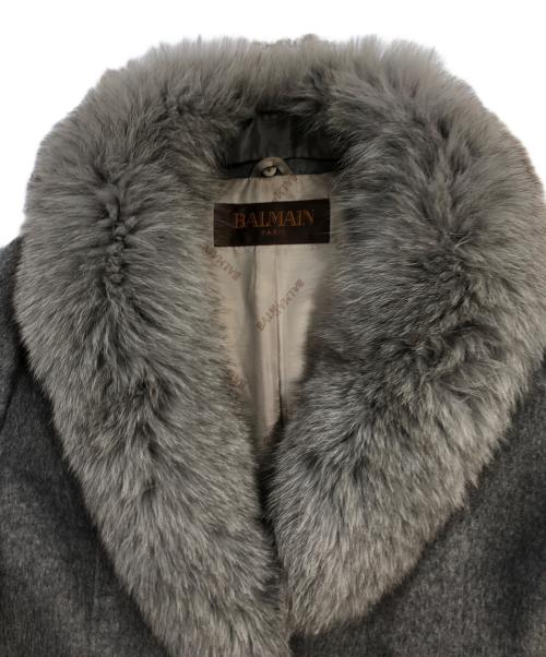BALMAIN（バルマン）BALMAIN (バルマン) カシミヤフォックスファーロングコート グレー サイズ:SIZE 9の古着・服飾アイテム