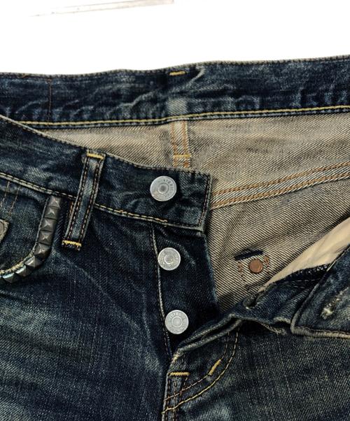 Hysteric Glamour（ヒステリックグラマー）Hysteric Glamour (ヒステリックグラマー) ローライズ ダメージ スタッズデニムパンツ インディゴ サイズ:SIZE 28の古着・服飾アイテム