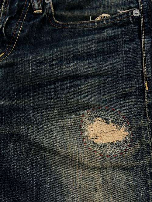 Hysteric Glamour（ヒステリックグラマー）Hysteric Glamour (ヒステリックグラマー) ローライズ ダメージ スタッズデニムパンツ インディゴ サイズ:SIZE 28の古着・服飾アイテム