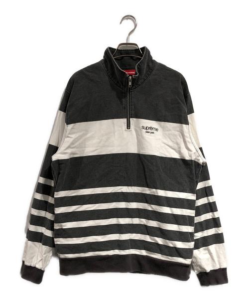 SUPREME（シュプリーム）Supreme (シュプリーム) Printed Stripe Harf Zip Sweat グレー×ホワイト サイズ:SIZE Mの古着・服飾アイテム