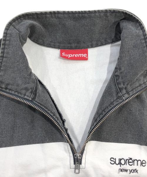 SUPREME（シュプリーム）Supreme (シュプリーム) Printed Stripe Harf Zip Sweat グレー×ホワイト サイズ:SIZE Mの古着・服飾アイテム