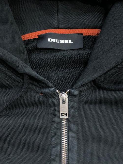 DIESEL（ディーゼル）DIESEL (ディーゼル) ダメージ加工ジップパーカー ブラック サイズ:SIZE Lの古着・服飾アイテム