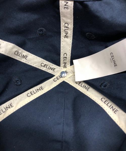 CELINE（セリーヌ）CELINE (セリーヌ) コットンギャバジン ミニ トリオンフ 刺繍 ベースボールキャップ ネイビー サイズ:SIZE Mの古着・服飾アイテム