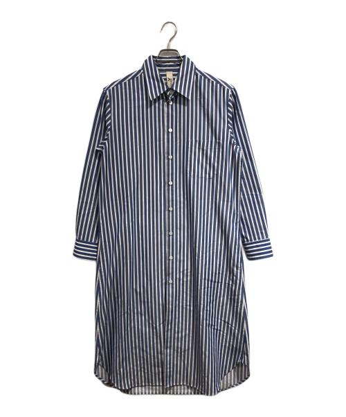 GROUND Y（グラウンドワイ）GROUND Y (グラウンドワイ) ロングドレスストライプシャツ ホワイト×ブルー サイズ:SIZE 3の古着・服飾アイテム