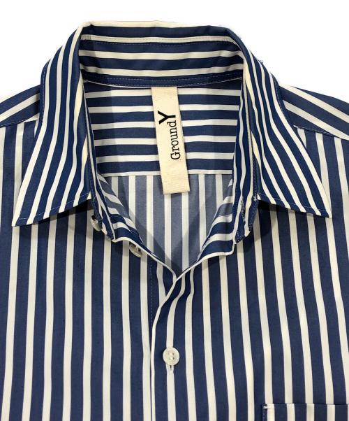 GROUND Y（グラウンドワイ）GROUND Y (グラウンドワイ) ロングドレスストライプシャツ ホワイト×ブルー サイズ:SIZE 3の古着・服飾アイテム
