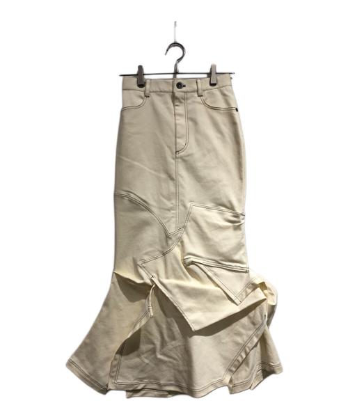OMMO（オーエムエムオー）OMMO (オーエムエムオー) ASYMME FOLD DESIGN SK ホワイト サイズ:SIZE 38の古着・服飾アイテム