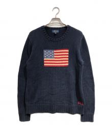 POLO RALPH LAUREN（ポロ・ラルフローレン）の古着「星条旗ニット」｜ネイビー
